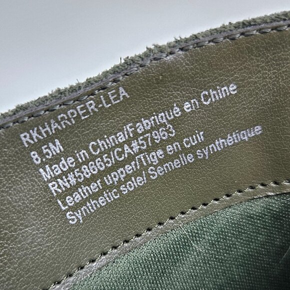 Nordstrom Rack Harper Lea Olive Green Suede Stacked Heel Square Toe Ankle Boot - Picture 10 of 11